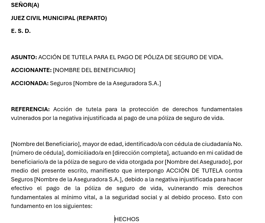 Acción de Tutela contra Aseguradora que alega Reticencia