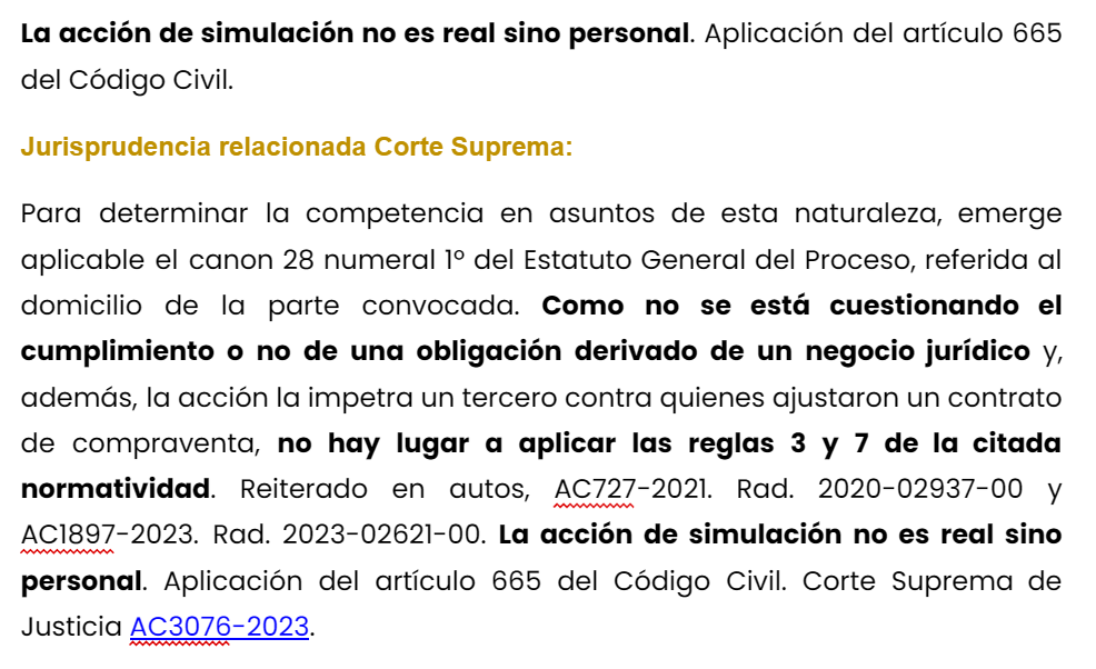 ¿La acción de simulación es una acción personal o real?